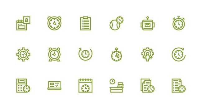 18 tarea administración íconos en fuerte carrera línea estético icono conjunto para web vector