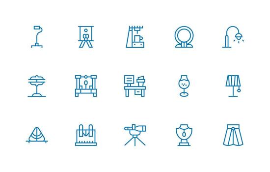 15 Regular Line Icons for Stand Graphics Customizable Icon Series for Mobile Screens vector
