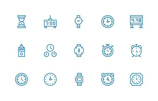 Minute Icon Set with 15 Regular Line Graphics Line Icon Collection vector