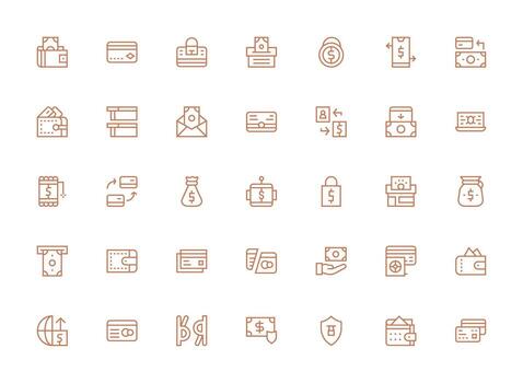35 Regular Clean Line Style Icons from Banking Collection Style Icon Set vector