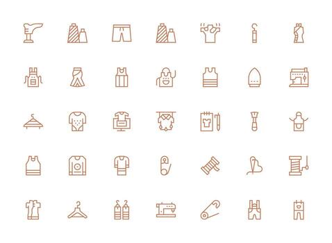 35 Regular Clean Line Vectors for Garment Theme Balanced Icon Set for Functional Design