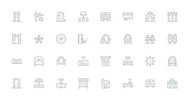 Gateway Icon Set with 32 Thin Line Graphics Editable Icon Collection vector