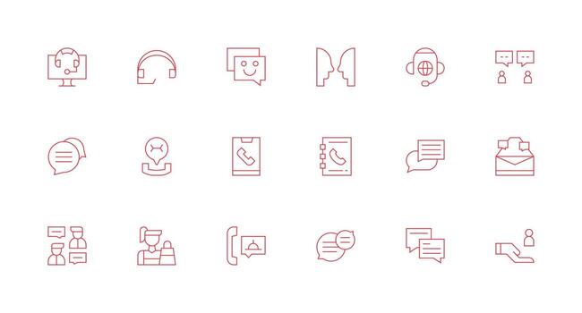 cliente Servicio presentando 18 íconos en mínimo línea diseño agudo íconos para presentaciones vector