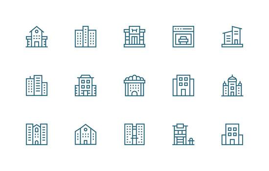 15 regular línea íconos para de varios pisos gráficos profesional icono conjunto vector