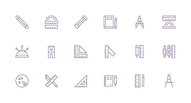 Drafting Icon Collection with 18 Minimal Line Designs Dashboard Icon Series vector