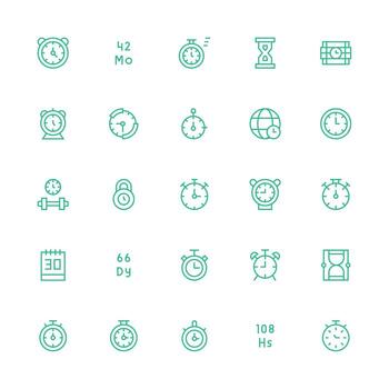25 Medium Stroke Outline Vectors for Duration Theme Minimal Icon Set for Interface Projects