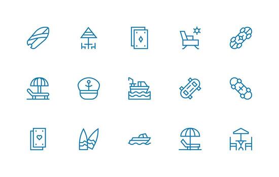 Regular Line Icons from Deck Set with 15 Vectors Multi-Style Icon Collection