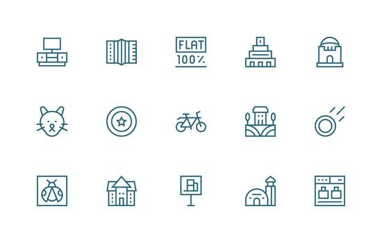 plano diseño íconos presentando 15 en regular línea estilo flexible icono sistema para web interfaces vector