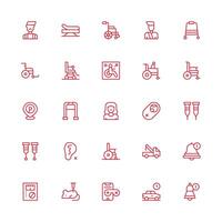 Disabled Icon Collection with 25 Medium Stroke Outline Designs Digital Product Icons for Fast Delivery vector