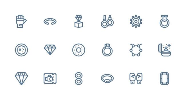 Strong Stroke Line Style Ring Icons with 18 Vectors Digital Product Icons for Fast Delivery
