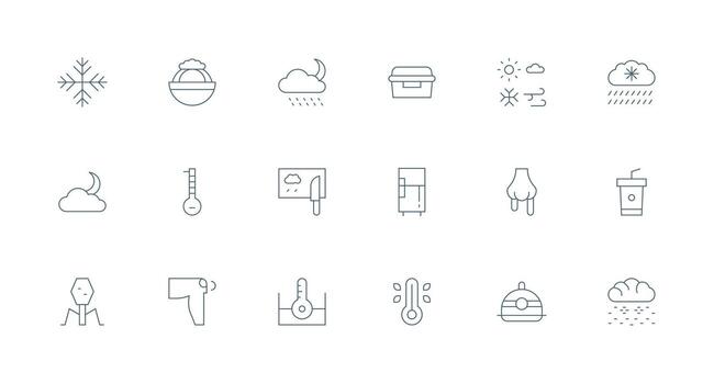 18 Cold Icons in Minimal Line Aesthetic Fully Editable Icon Set for Web vector