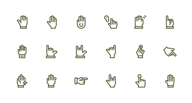 18 hacer clic íconos en fuerte carrera línea estético limpiar icono colección para web utilizar vector