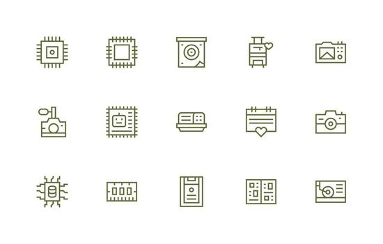 memoria incluso 15 regular línea ilustraciones de múltiples fines icono paquete para plantillas vector