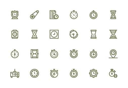 24 íconos para sincronización en grueso línea línea formato basado en temas icono paquete vector