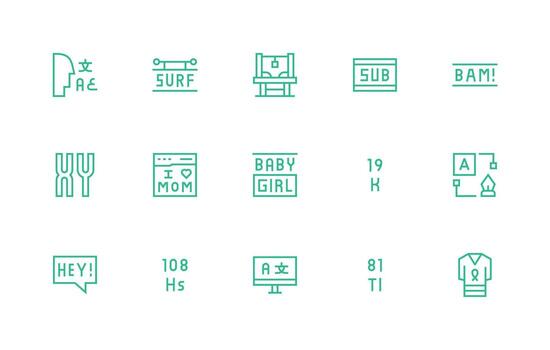 Typography Visual Pack containing 15 Regular Line Icons Multi-Purpose Icon Set vector