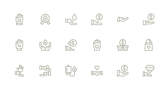18 Minimal Line Icons for Donation Graphics Line Icon Collection vector