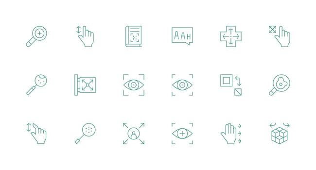 Enlarge Set with 18 Minimal Line Icons Quick Access Icons for UI Development vector