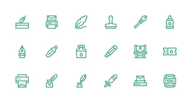 Strong Stroke Line Style Ink Icons with 18 Vectors Layout Icon Collection