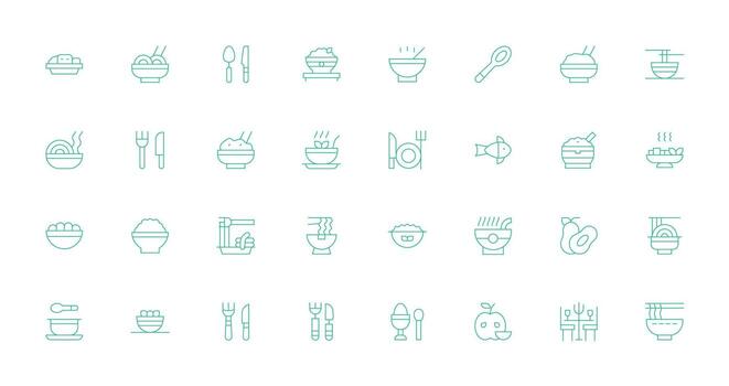 32 Thin Line Vectors for Eating Theme Icons Built for Visual Consistency Pack