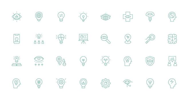 Insight Icon Set with 32 Thin Line Graphics Customizable Icon Series for Mobile Screens vector