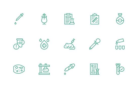 prueba icono conjunto con 15 regular línea gráficos simplificado icono paquete para visual herramientas vector