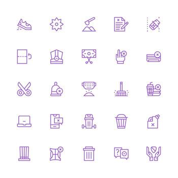 Remove Design Icons featuring 25 in Medium Stroke Outline Style Well-Structured Icons for Creative Use vector