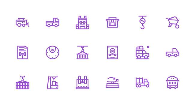18 Icons for Load in Strong Stroke Line Format Flat Icon Set vector