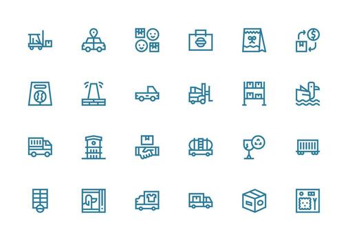 Shipping Set with 24 Thick Line Line Icons Well-Structured Icons for Creative Use vector