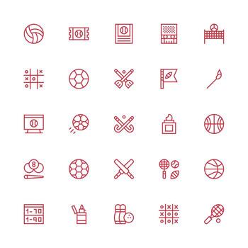 25 Medium Stroke Outline Style Icons from Match Collection Full Icon Library for UI Designers vector