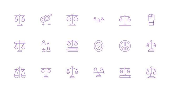 18 Minimal Line Vectors for Equality Theme Web and App Icon Pack Collection