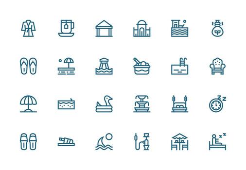Relaxation Icon Set with 24 Thick Line Line Graphics Multi-Purpose Icon Pack for Templates vector