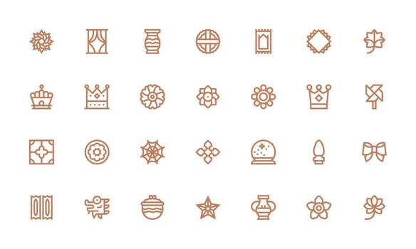 Bold Line Style Ornament Icons with 28 Vectors Complete Icon Set for Mobile Apps