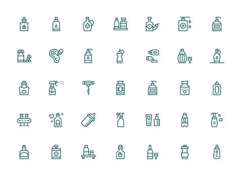 Regular Clean Line Icons from Bottle Set with 35 Vectors App Icon Pack