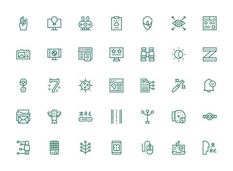 35 regular limpiar línea estilo íconos desde interfaz colección versátil icono colección para diseñadores vector