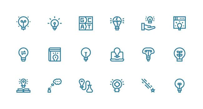 18 Strong Stroke Line Icons for Inspiration Graphics Scalable Icons for Cross-Platform Interfaces vector