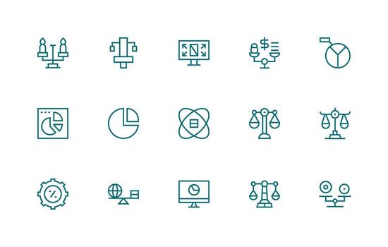 15 Proportion Icons in Regular Line Aesthetic Neatly Designed Icons for Web Platforms vector