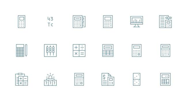 números conjunto con 18 mínimo línea íconos limpiar icono colección para web utilizar vector