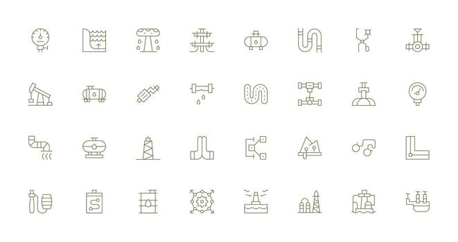 Delgado línea íconos desde tubería conjunto con 32 vectores estilo icono conjunto