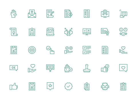 35 Regular Clean Line Icons for Approval Graphics UI Icon Set vector