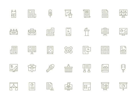 ligero línea íconos desde presentación conjunto con 35 vectores multi-estilo íconos para creativo proyectos