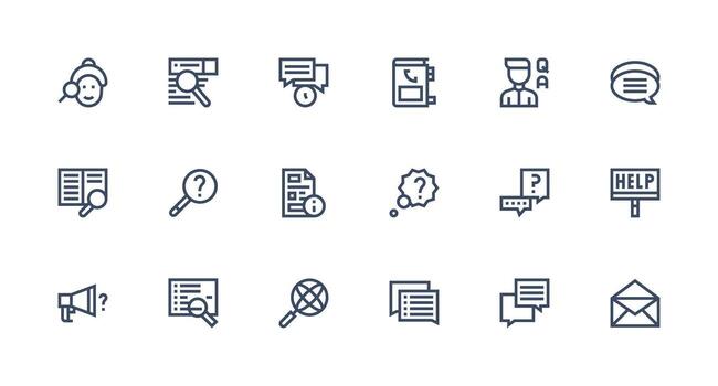 consulta presentando 18 íconos en fuerte carrera línea diseño icono conjunto para aplicaciones vector