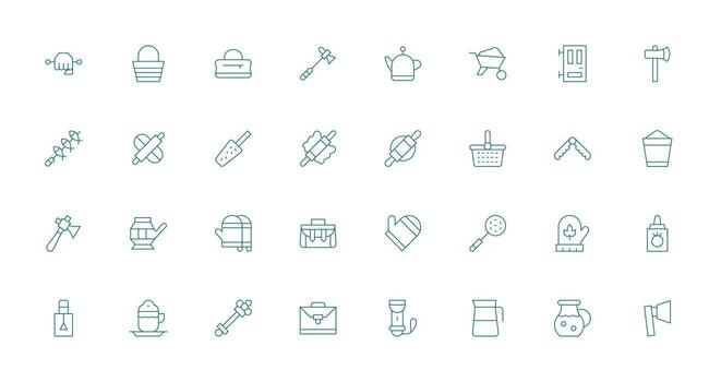 Thin Line Style Handle Icons with 32 Vectors Complete Icon Set for Mobile Apps
