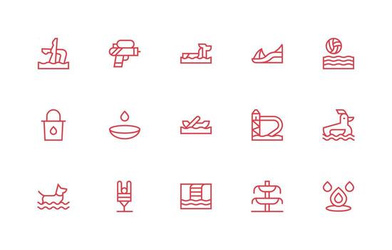 15 Icons for Splash in Regular Line Format Well-Structured Icons for Creative Use vector
