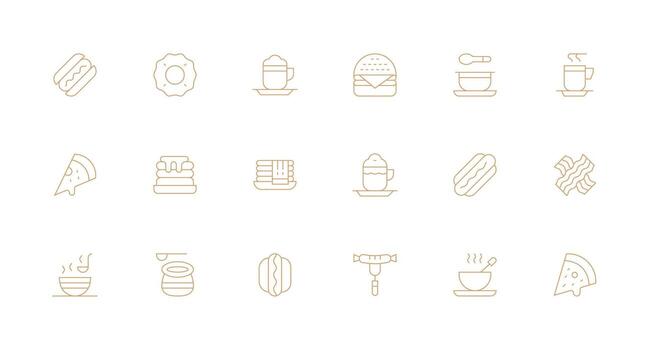 cena icono conjunto con 18 mínimo línea gráficos usuario interfaz íconos para digital productos vector