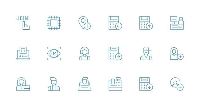18 Register Icons in Minimal Line Aesthetic Flexible Icon System for Web Interfaces vector