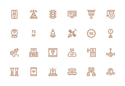 24 grueso línea línea vectores para señal tema limpiar icono colección para web utilizar