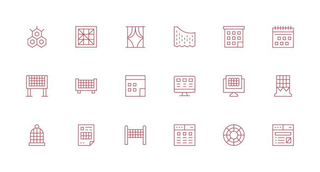 18 mínimo línea estilo íconos desde cuadrícula colección claro y conciso icono conjunto colección vector