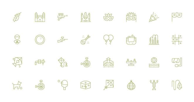 Thin Line Style Fun Icons with 32 Vectors Icon Set for Projects