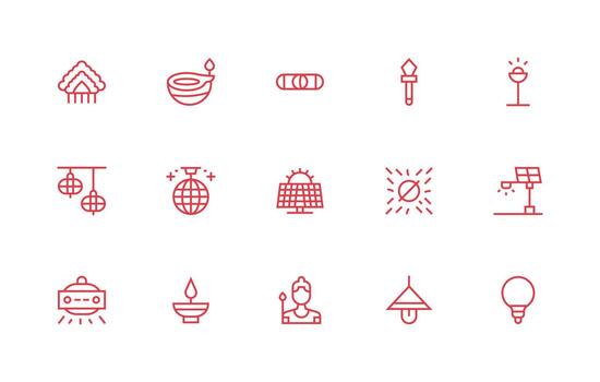 Light Set with 15 Regular Line Icons Responsive Icon Set for Flexible Layouts vector