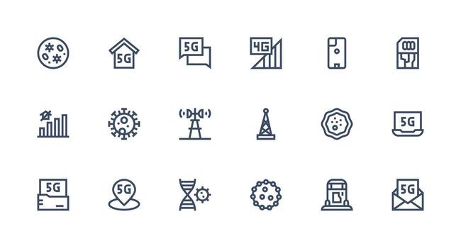 Cellular including 18 Strong Stroke Line Illustrations Essential Icons for Rapid UI Building vector